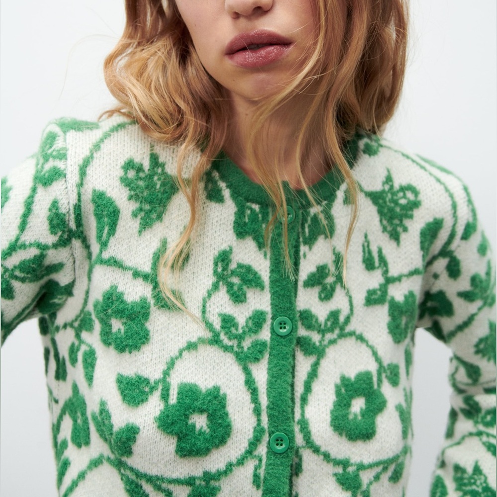 Zara | Floral Knit Jacquard Cardigan (3859/005)